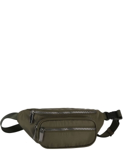 Uni Sex 3-Zippers Nylon Waist Bag GLMA-0110 OLIVE